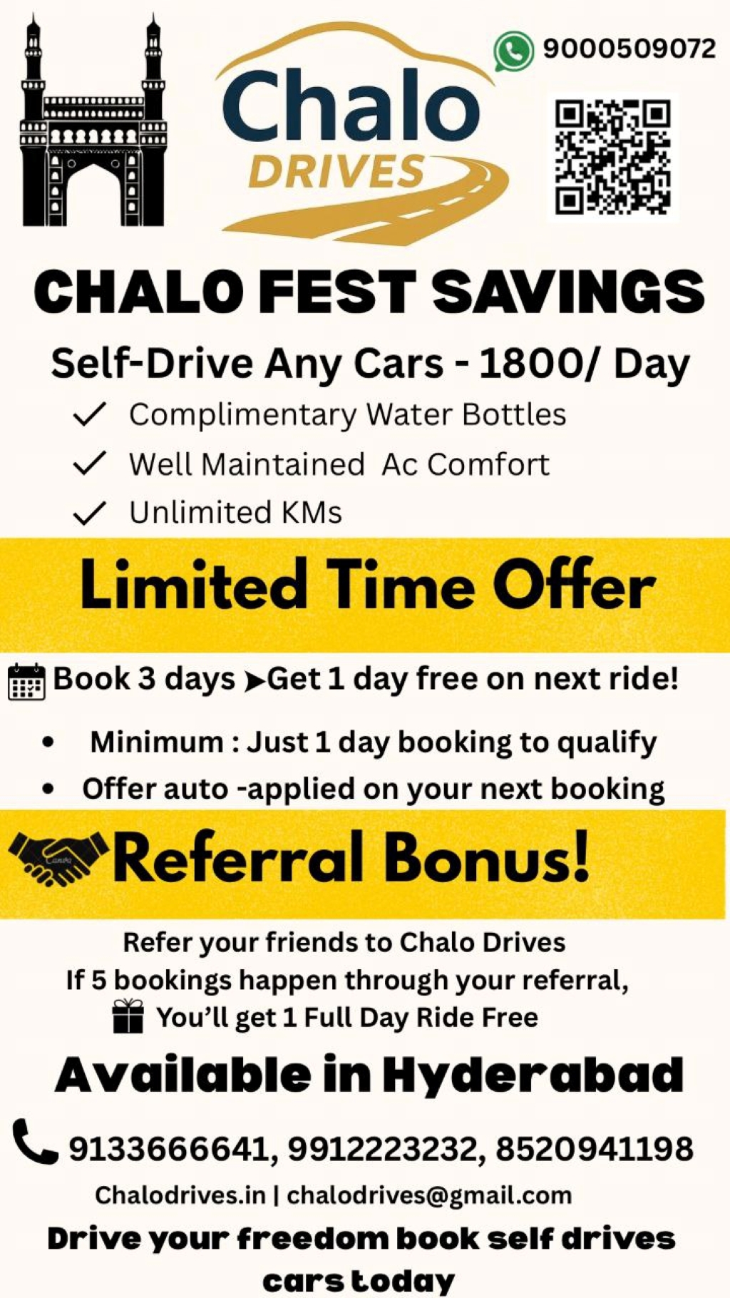 Special Offer: Book a 3-day ride and get 1 day free on your next trip!